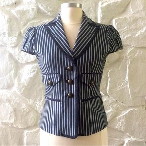 BCBGmaxazria Black Pinstriped Cap Sleeve Blazer S
